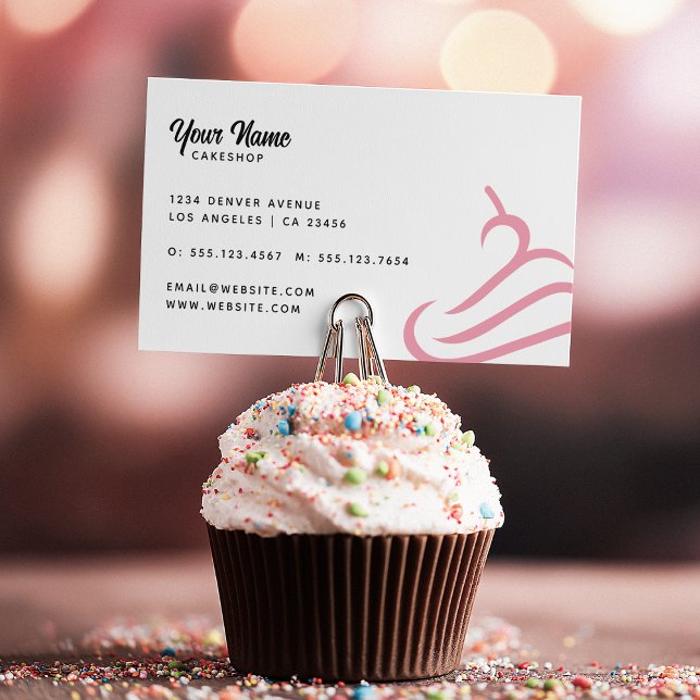 Cartão De Visita Confeiteiro da Pink Cupcake Bakery  (Criador carregado)