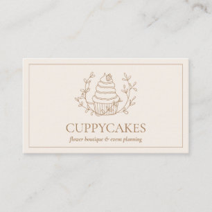 Cartão De Visita Confeiteiro de Cupcake Floral de Marfim Padaria Ch
