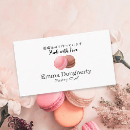 Cartão De Visita Confeiteiro Macaron Aquarela Moderno Minimalista