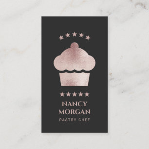 Cartão De Visita Confeiteiro Padaria Cupcake Rose Gold Brilho
