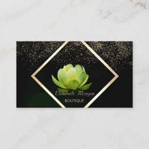 Cartão De Visita Confete de Lótus Verde Elegante