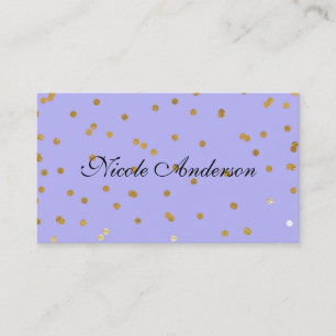 Cartão De Visita Confete de Pontos Roxo e Dourado Glamour Moderno