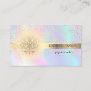 Cartão De Visita Confete Dourado Elegante, Lótus, Holográfico