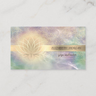 Cartão De Visita Confete Dourado Elegante,Lótus,Opala Holográfico