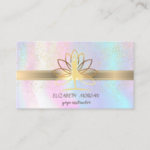 Cartão De Visita Confete Elegante, Lótus, Yoga Holográfico