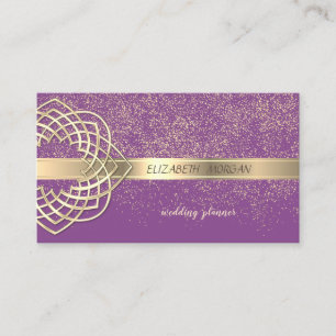 Cartão De Visita Confete Violeta Dourado Moderno Elegante
