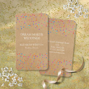 Cartão De Visita Confeti de Casamento Rústico Kraft Boho Elegante