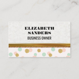 Cartão De Visita Confetti  Bolinhas  Fronteira Dourada