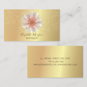 Cartão De Visita Confetti Dourado do Lotus Profissional Elegante