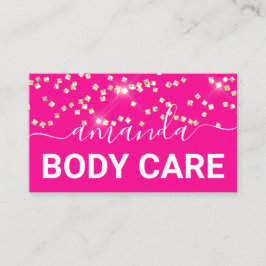 Cartão De Visita Confetti Dourado rosa do logotipo do Body Care Mak