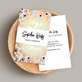 Cartão De Visita Confetti Festivo e Círculos Dourados Parecem Bela 