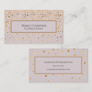 Cartão De Visita Confetti Moderno Dourado, Profissional