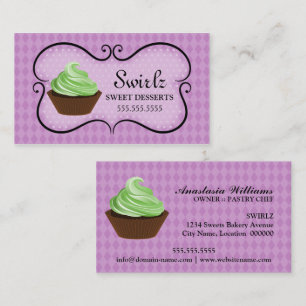 Cartão De Visita Congelando o roxo da padaria do cupcake dos