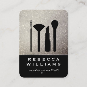 Cartão De Visita Conjunto de Maquiagem de Largura Dourada de Faux E