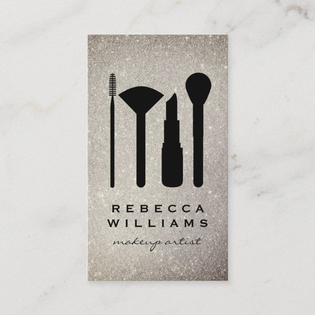 Cartão De Visita Conjunto de Maquiagem de Literação Dourada do Faux (Frente)