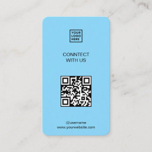 Cartão De Visita Connect with us Social Media QR Code Blue