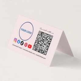 Cartão De Visita Connect with us Social Media QR Code Pink Business