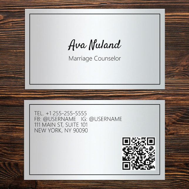 Cartão De Visita Conselheiro de Casamento QR Personalizado (Custom QR Marriage Counselor Business Cards)