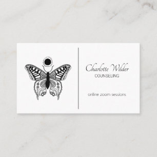 Cartão De Visita Conselheiro Preto E Branco Da Borboleta