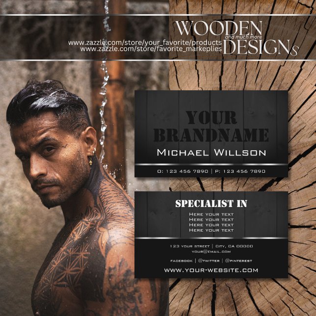 Cartão De Visita Conselhos de madeira branca e preta Legal Exame de (Criador carregado)