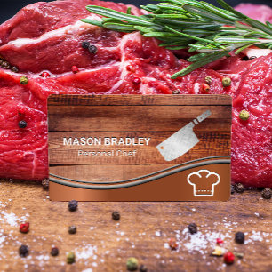Cartão De Visita Conselhos de madeira Chef Hat e Knife