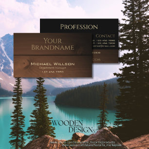 Cartão De Visita Conselhos de madeira de grão preto moderno e escu