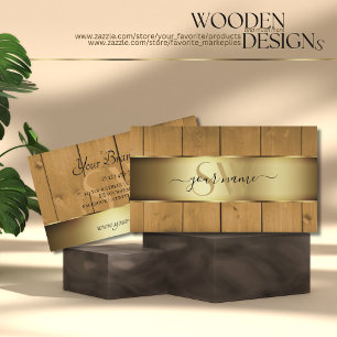 Cartão De Visita Conselhos de madeira moderna Monograma de Woodgrai