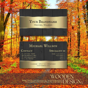 Cartão De Visita Conselhos de madeira preta Borda Dourada de decora