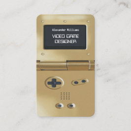 Cartão De Visita Console de Jogos Retro em Estilo Dourado Designer 
