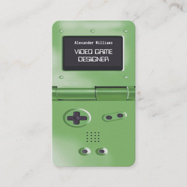 Cartão De Visita Console de Jogos Retro Verde Estilo Designer de Jo (Frente)