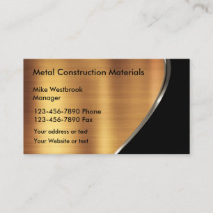 Cartão De Visita Construção com Tom de Bronze de Cobre Metálico