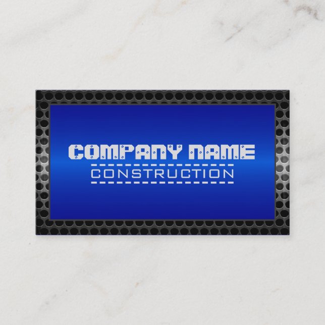 Cartão De Visita Construção de borda metálica aço elegante nº 56 (Frente)