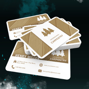 Cartão De Visita Construção de carpintaria de logotipo de madeira r