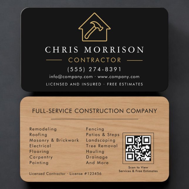 Cartão De Visita Construção de Edifícios de Madeira Código QR (Criador carregado)