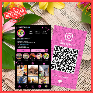 Cartão De Visita Construção de Edifícios Instagram Rosa   Código QR
