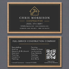 Cartão De Visita Construção de edifícios Madeira Dourada negra Códi