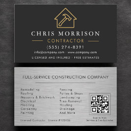 Cartão De Visita Construção de Edifícios Metálicos Código QR Black