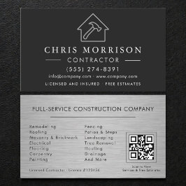 Cartão De Visita Construção de Edifícios Metálicos Código QR Preto