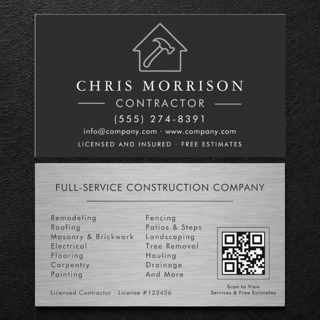 Cartão De Visita Construção de Edifícios Metálicos Código QR Preto  (Criador carregado)