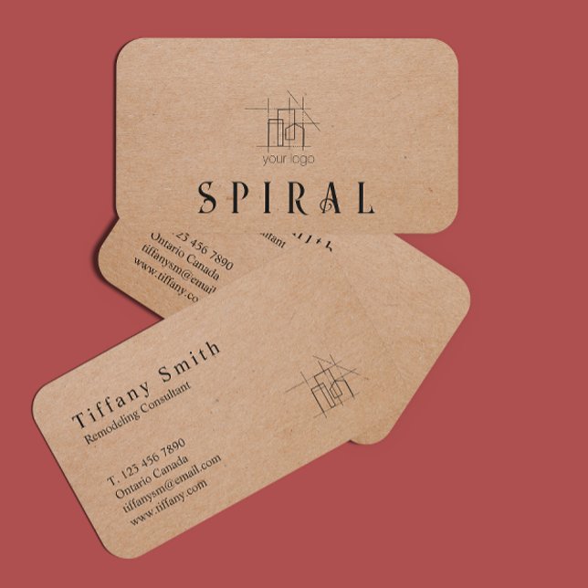 Cartão De Visita Construção de edifícios Papel Kraft (Building Construction Contractor Kraft Paper Business Card)