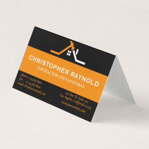 Cartão De Visita Construção de edifícios residenciais preto-e-laran