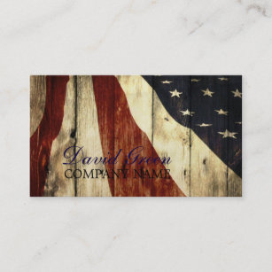 Cartão De Visita Construção de madeira americana patriótica rústica