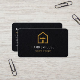 Cartão De Visita Construção de Ouro e preto moderno