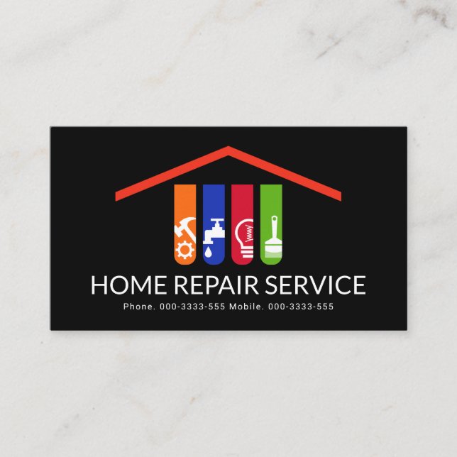 Cartão De Visita Construção de Telhado de Ferramentas para Handyman (Frente)