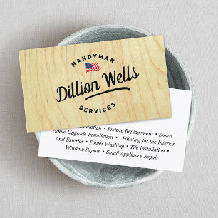 Cartão De Visita Construção do Handyman Carpenter - Bandeira Americ