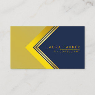Cartão De Visita Construção Geométrica Dourada Azul Retro