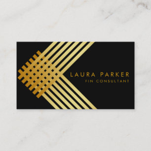 Cartão De Visita Construção geométrica Dourado preta retro da