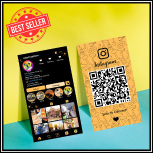 Cartão de Visita Construção Instagram Pêssego   QR
