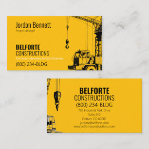 Cartão De Visita Construção Moderna Design Amarelo & Grua