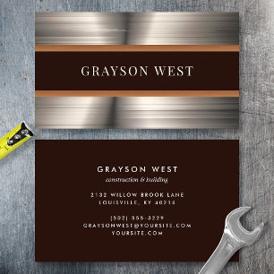 Cartão De Visita Construção Moderna em Metal Fosco Masculino